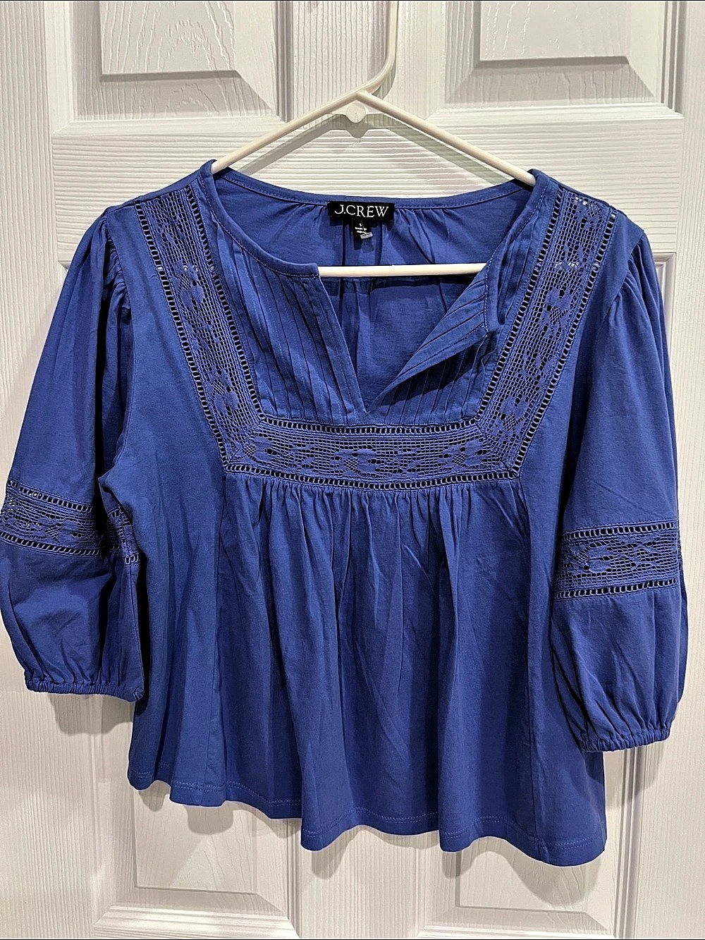 J.Crew Embroidered Blue Blouse Size Small